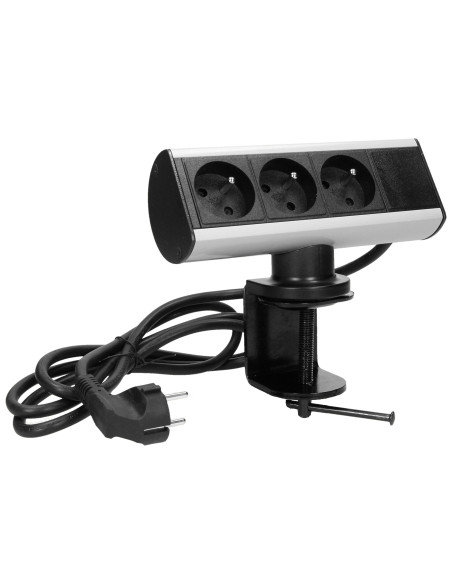 Przykręcane gniazdo meblowe z uchwytem montażowym i przewodem 1,8m, 3x2P+Z