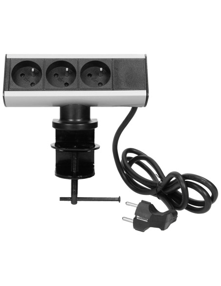 Przykręcane gniazdo meblowe z uchwytem montażowym i przewodem 1,8m, 3x2P+Z