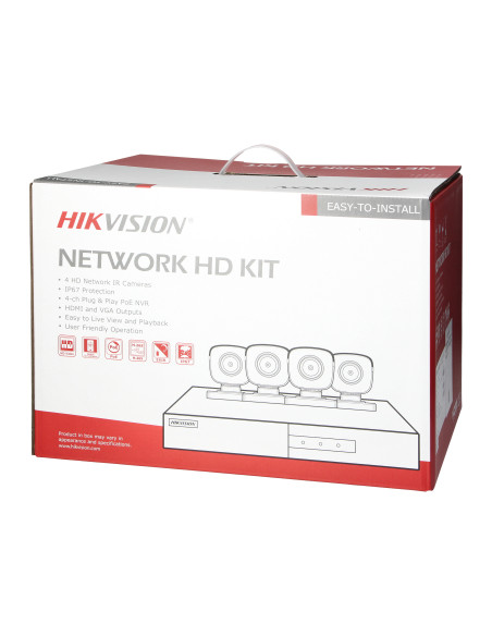  HIKVISION IPKIT-B4-4CH zestaw monitoringu z 4 tubowymi kamerami IP HIKVISION  IP-CAM-B140H oraz 4-kanałowym...