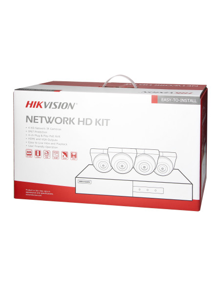 HIKVISION IPKIT-T4-4CH zestaw monitoringu z 4 kopułkowymi kamerami IP HIKVISION IP-CAM-T240H  oraz 4-kanałowym...
