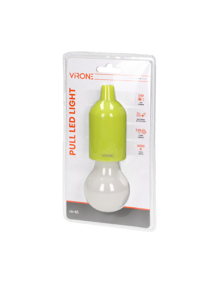 Bateryjna lampka nocna na sznurku 1W LED, 3 x AAA, limonkowa