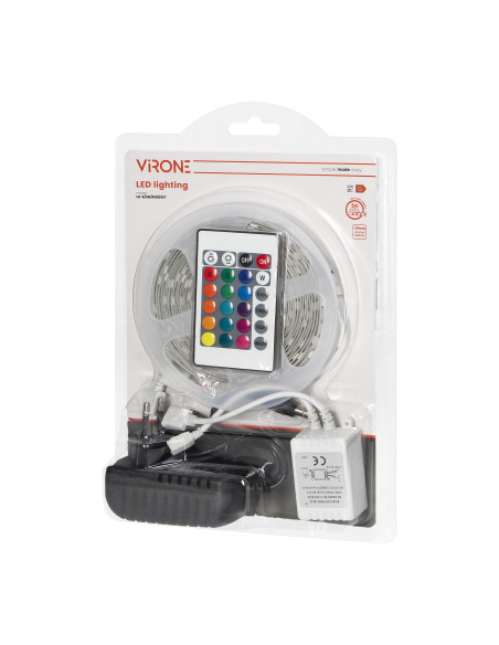 Zestaw taśma LED 12V 100 30L 7.2W/m IP20 RGB 3m + Sterownik RGB + Zasilacz 12V