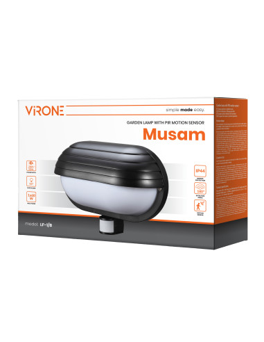 MUSAM, oprawa ogrodowa z czujnikiem ruchu 180°,...