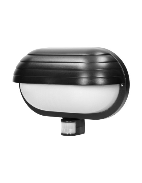 MUSAM, oprawa ogrodowa z czujnikiem ruchu 180°, 1x60W, E27, IP44, z przesłoną, plastik, czarna