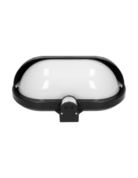 MUSAM, oprawa ogrodowa z czujnikiem ruchu 180°, 1x60W, E27, IP44, z przesłoną, plastik, czarna