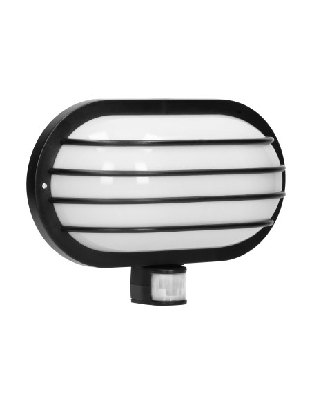 LASO, oprawa ogrodowa z czujnikiem ruchu 180°, 1x60W, E27, IP44, plastik, czarna