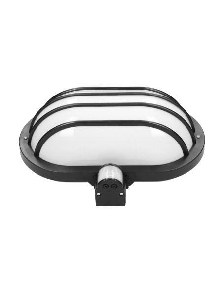 LASO, oprawa ogrodowa z czujnikiem ruchu 180°, 1x60W, E27, IP44, plastik, czarna