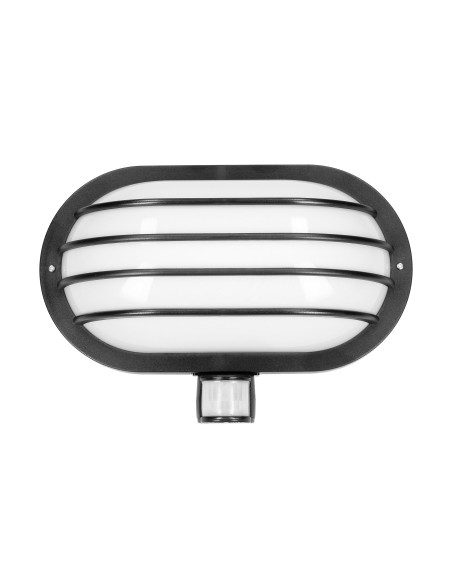 LASO, oprawa ogrodowa z czujnikiem ruchu 180°, 1x60W, E27, IP44, plastik, czarna