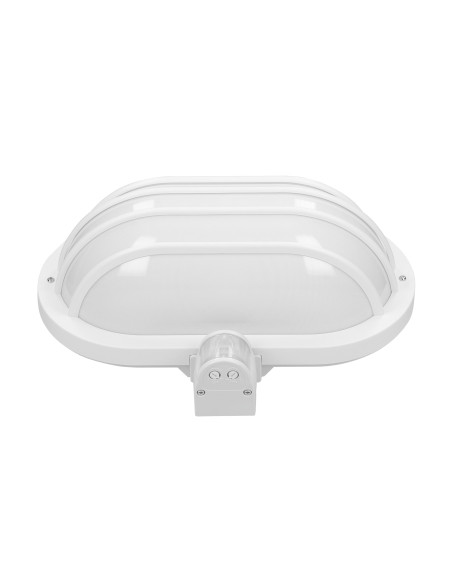 LASO, oprawa ogrodowa z czujnikiem ruchu 180°, 1x60W, E27, IP44, plastik, biała
