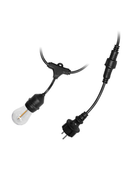 Zestaw girlanda oświetleniowa -1 sznur 15m (15 opraw) + 15 żarówek LED 1W E27, 3000K - ciepła + 1 żarówka gratis!