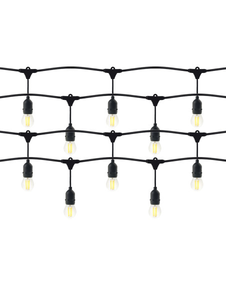 Zestaw girlanda oświetleniowa -1 sznur 20m (40 opraw) + 40 żarówek LED 1W E27, 3000K - ciepła + 1 żarówka gratis!