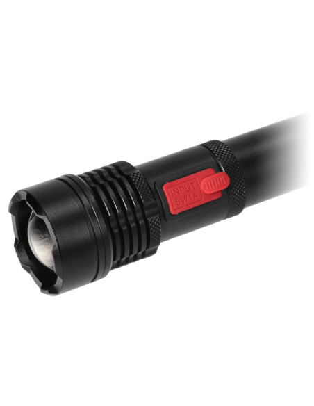 Taktyczna latarka ręczna LED COB 12W z funkcją zoom i akumulatorem 2200 mAh