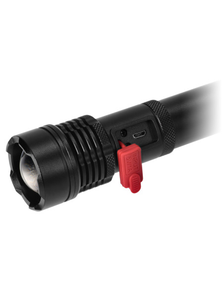 Taktyczna latarka ręczna LED COB 12W z funkcją zoom i akumulatorem 2200 mAh