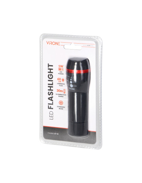 Latarka LED 1W z zoomem, 60lm, 3xAAA