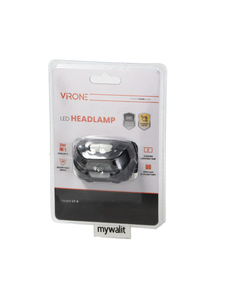 Latarka czołowa LED 3W, 120lm, 1200mAh Li-Po, ruchoma głowica