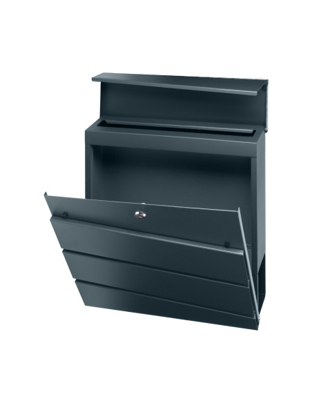 Skrzynka na listy BORNEO z galwanizowanej stali z  gazetnikiem, antracyt