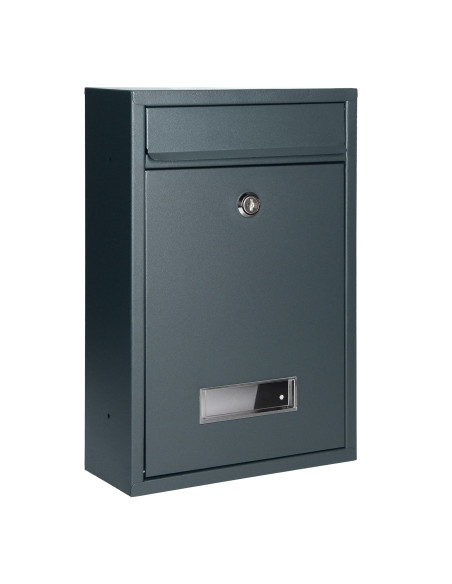 Skrzynka na listy BALI z galwanizowanej stali, mała z wizytownikiem, antracyt