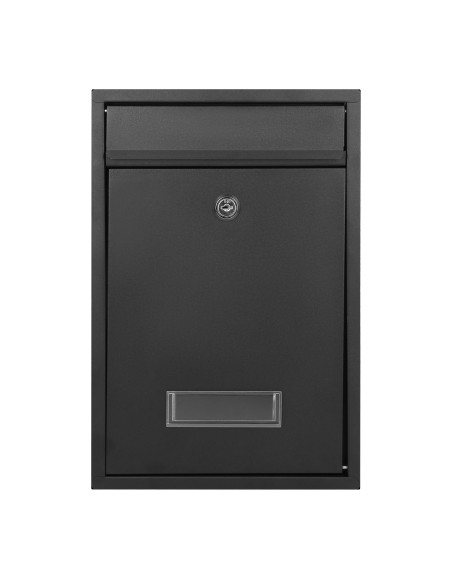 Skrzynka na listy BALI z galwanizowanej stali, mała z  wizytownikiem, kolor czarny