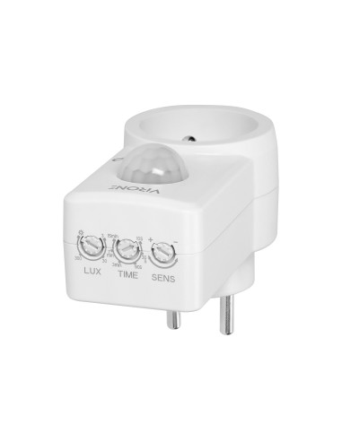 Gniazdkowy czujnik ruchu 120°  IP20, 280W