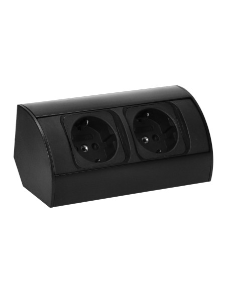 Gniazdo meblowe bez wyłącznika, 2x2P+Z (Schuko), czarne
