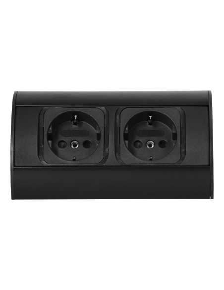 Gniazdo meblowe bez wyłącznika, 2x2P+Z (Schuko), czarne