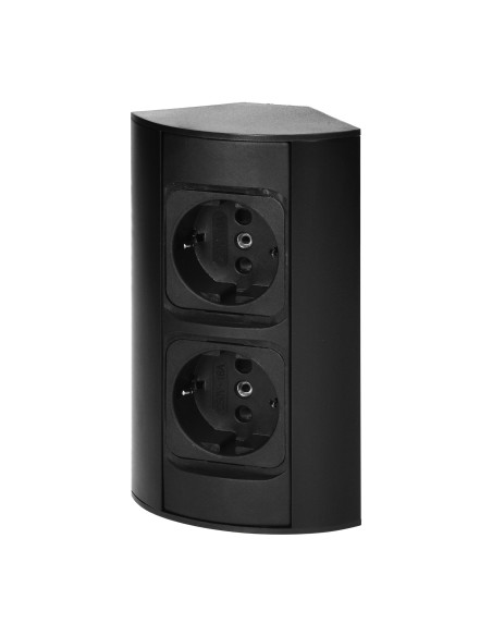 Gniazdo meblowe bez wyłącznika, 2x2P+Z (Schuko), czarne
