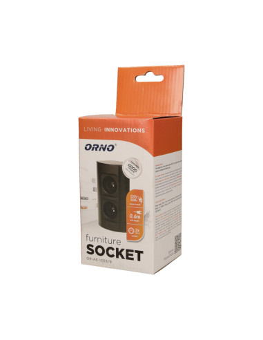 Gniazdo meblowe bez wyłącznika, 2x2P+Z, czarne