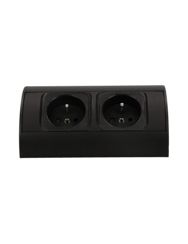 Gniazdo meblowe bez wyłącznika, 2x2P+Z, czarne