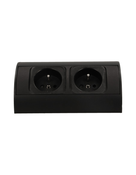Gniazdo meblowe bez wyłącznika, 2x2P+Z, czarne