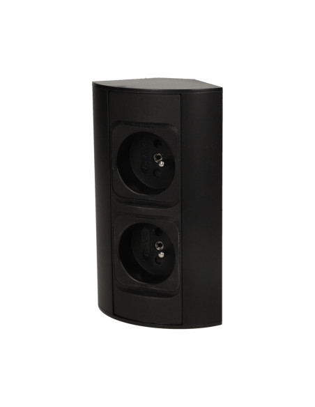 Gniazdo meblowe bez wyłącznika, 2x2P+Z, czarne