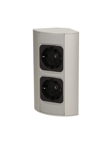 Gniazdo meblowe bez wyłącznika, 2x2P+Z, srebrne, wersja schuko