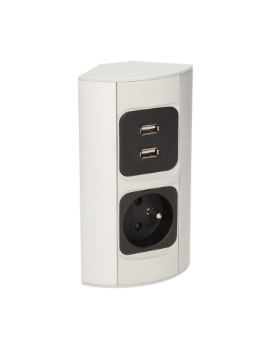 Gniazdo meblowe 1x2P+Z, 2xUSB