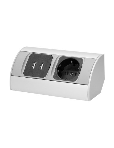 Gniazdo meblowe 1x2P+Z, 2xUSB, wersja schuko