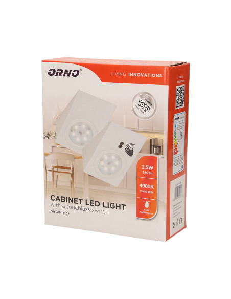 Zestaw opraw podszafkowych LED 2,5W, 180lm, 4000K, z wyłącznikiem bezdotykowym, biały