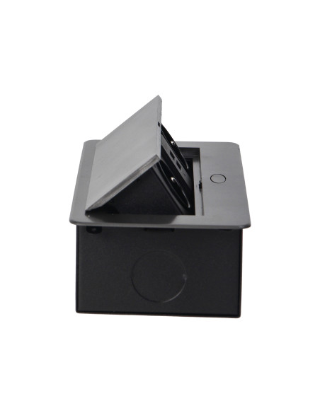 Gniazda meblowe wpuszczane w blat z płaskim frezowanym rantem i ładowarką USB, 2x2P+Z, 2xUSB, grafit