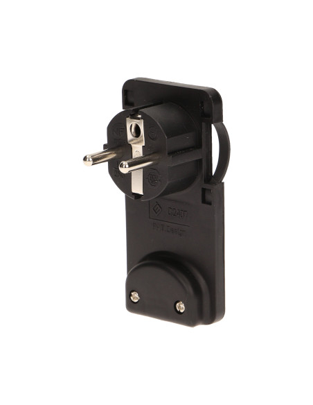 Wtyczka płaska, Uni-Schuko z uchwytem, czarna