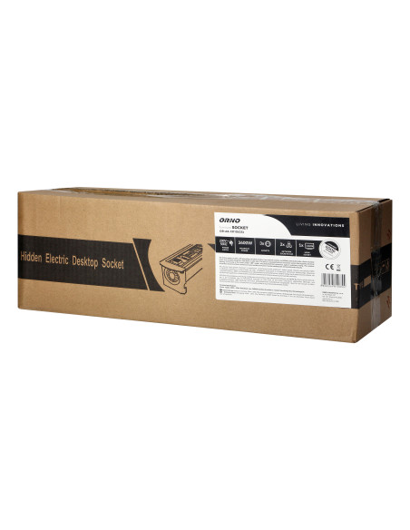  Gniazdo meblowe wpuszczane w blat z płaskim frezowanym rantem oraz elektrycznym otwieraniem, 3x2P+Z (Schuko),...