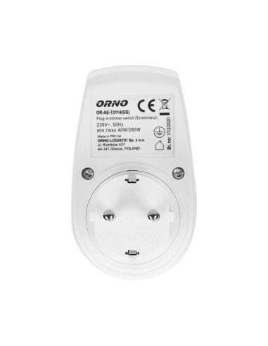 Ściemniacz z dodatkowym gniazdem sieciowym 2P+Z...