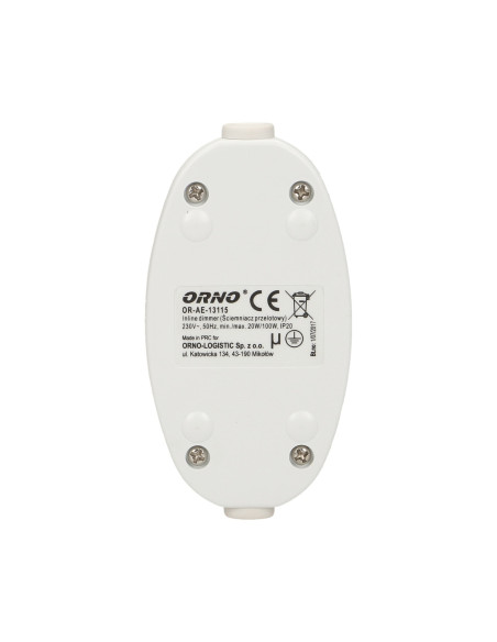 Ściemniacz nakablowy 20-100W, biały