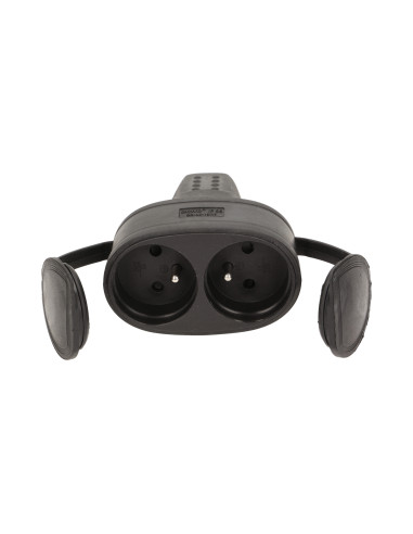 Bryzgoszczelne, podwójne gniazdo gumowe 2P+Z, IP44