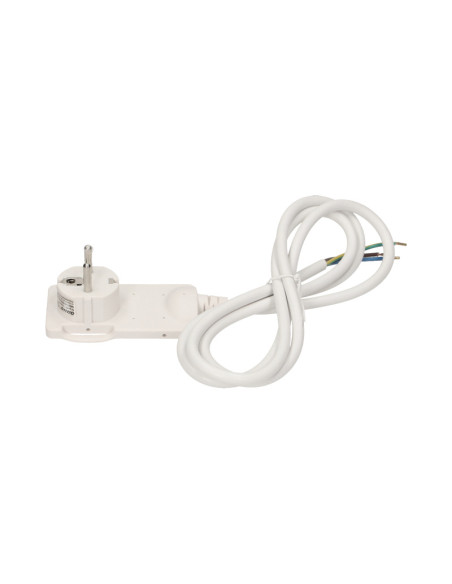 Wtyczka płaska, Uni-Schuko z uchwytem, nierozbieralna, przewód - 1,5m, biała