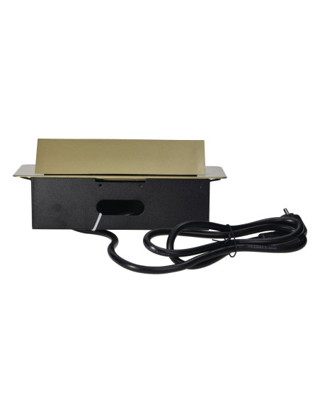  Gniazda meblowe wpuszczane w blat z płaskim frezowanym rantem, ładowarką USB i przewodem 1,5m, 2x2P+Z (Schuko),...