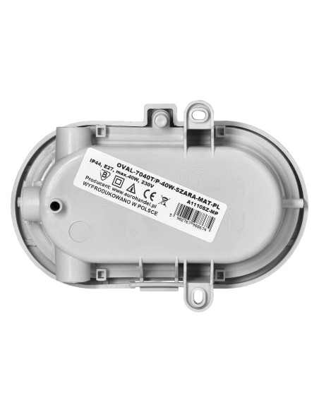  OVAL 7040T/P, oprawa oświetleniowa, 40W, E27, IP44, IK10, klosz poliwęglan matowy, podstawa polipropylen, siatka...