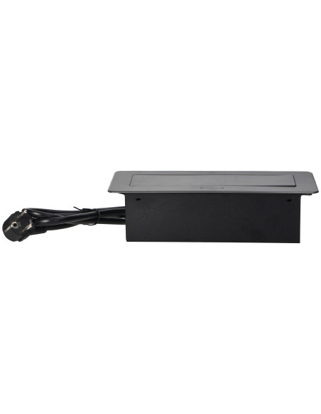  Gniazda meblowe wpuszczane w blat z płaskim frezowanym rantem, ładowarką USB i przewodem 1,5m, 2x2P+Z (Schuko),...