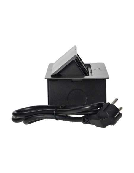  Gniazda meblowe wpuszczane w blat z płaskim frezowanym rantem, ładowarką USB i przewodem 1,5m, 2x2P+Z (Schuko),...