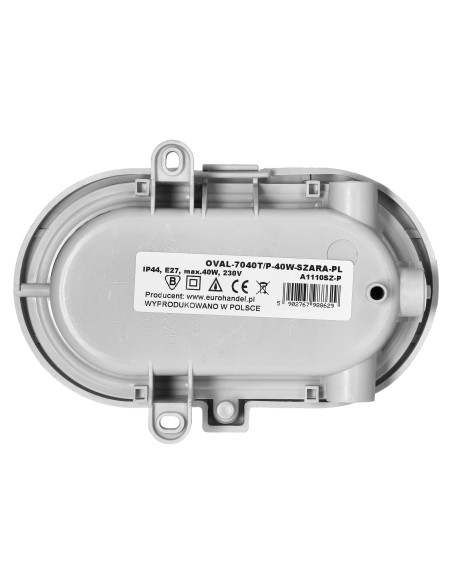  OVAL 7040T/P, oprawa oświetleniowa, 40W, E27, IP44, IK10, klosz poliwęglan przeźroczysty, podstawa polipropylen,...