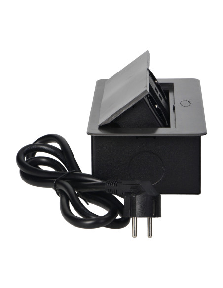  Gniazda meblowe wpuszczane w blat z płaskim frezowanym rantem, ładowarką USB i przewodem 1,5m, 2x2P+Z, 2xUSB,...