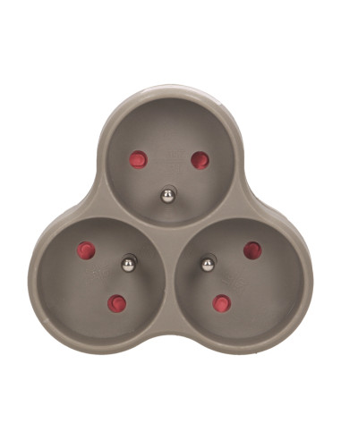 Rozgałęźnik 3x2P+Z, szary