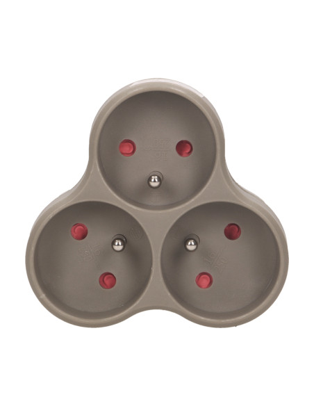 Rozgałęźnik 3x2P+Z, szary