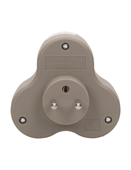 Rozgałęźnik 3x2P+Z, szary